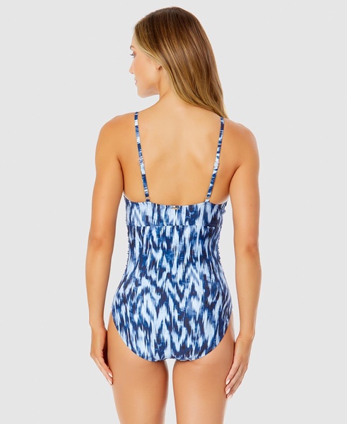 Women's Printed Draped Underwire One-Piece Swimsuit
