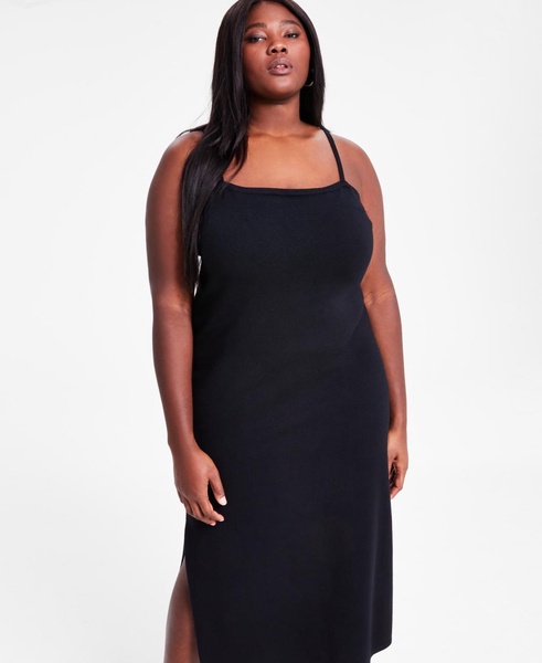 Trendy Plus Size Spaghetti-Strap Knit Midi Dress, Exclusively at Macy's 