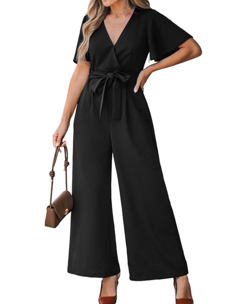 Women's Maroon Belted Jumpsuit