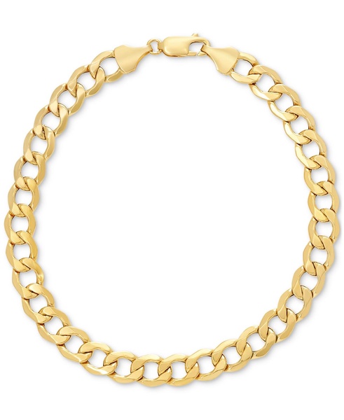 Men's Beveled Curb Link Chain Bracelet in 10k Gold 