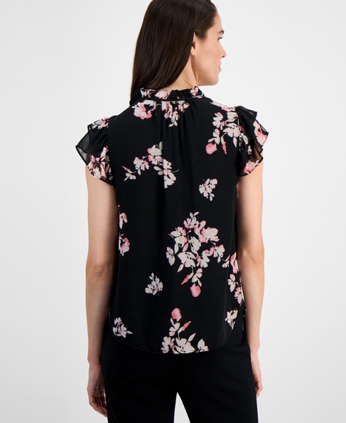 Women's Ruffle-Trim Tie-Neck Blouse