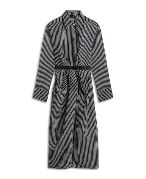 Women's Striped Sheer Shirt Dress