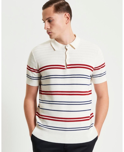 Men's Herringbone Stripe Short Sleeve Polo Shirt