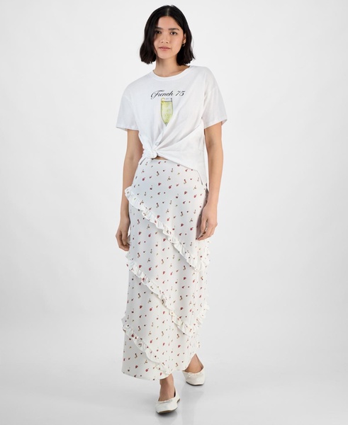 Women's Midi Ruffle Slip Skirt
