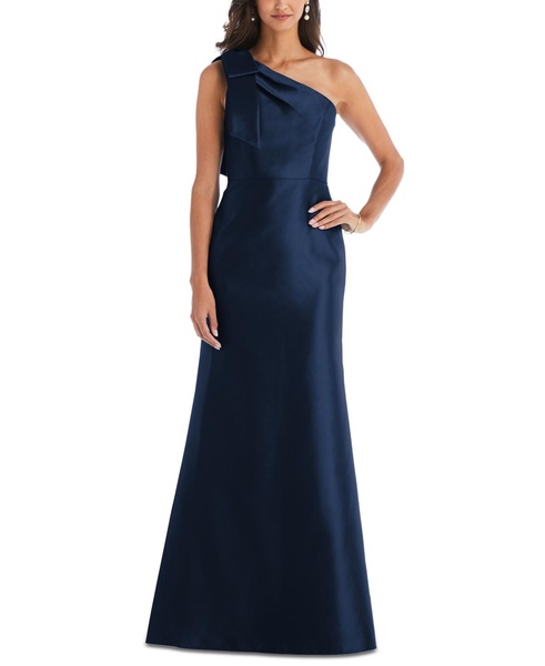 Women's Bow One-Shoulder Satin Trumpet Gown