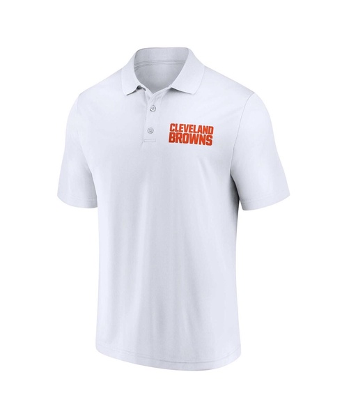 Men's White, Brown Cleveland Browns Lockup Two-Pack Polo Shirt Set