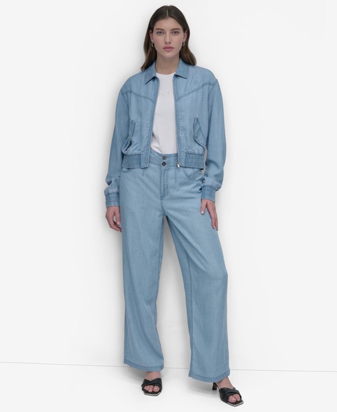 Women's Chambray Wide-Leg Pants
