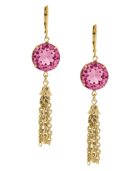 Round Crystal Tassel Drop Earrings
