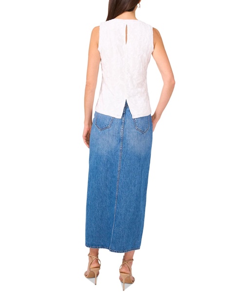Women's Textured Keyhole Back Sleeveless Top