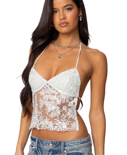 Women's Nyx Backless Sheer Lace Top