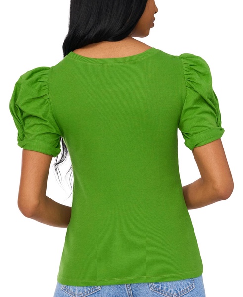 Women's Puff Sleeve Short Sleeve Knit T-shirt