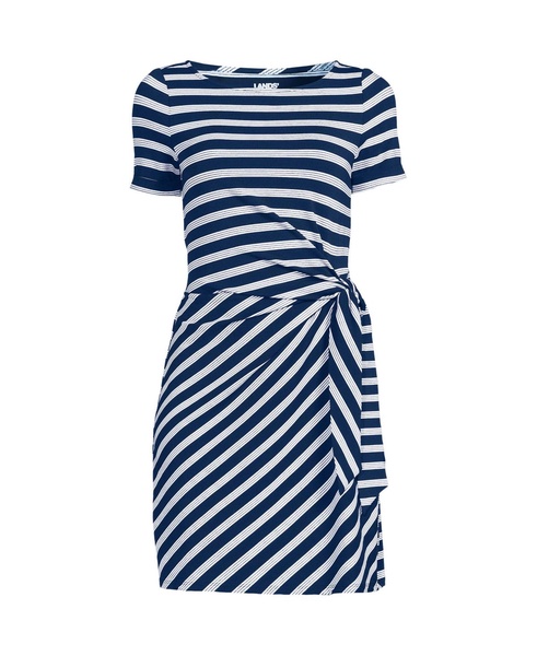 Women's Short Sleeve Cotton Modal Wrap Mini Dress