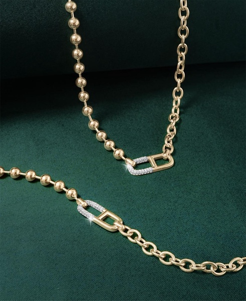 Diamond Horizontal Link Two-Chain 18" Pendant Necklace (1/5 ct. t.w.) in Gold Vermeil, Created for Macy's