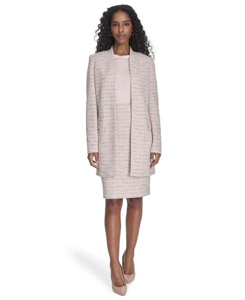 Women's Tweed Open-Front Long-Sleeve Blazer