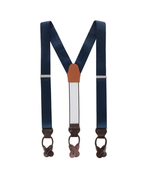 Men's Dutton Solid Colored Silk Button End Suspenders
