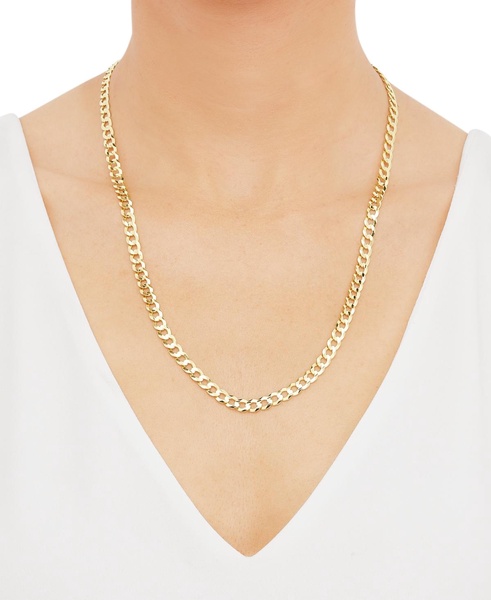 Polished Solid Flat Curb Link 22" Chain Necklace in 14k Gold-Plated Sterling Silver & Sterling Silver 