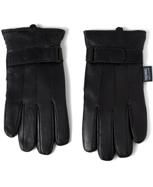 Mens Gloves Dressy Genuine Leather Warm Thermal Lined Wrist Strap