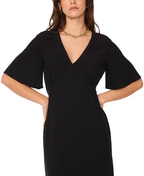 Women's Flutter-Sleeve V-Neck Midi Dress