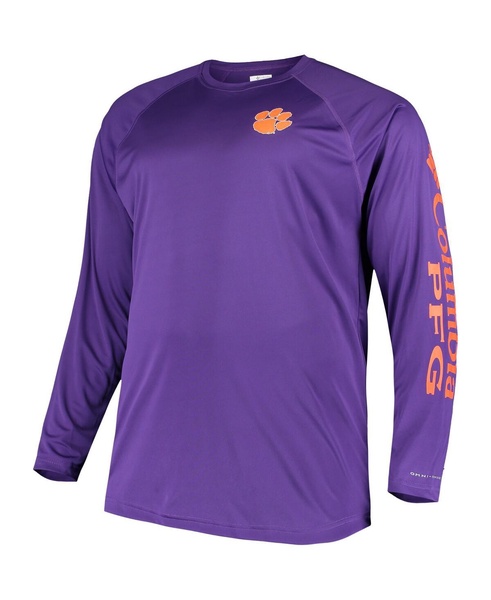 Men's Purple Clemson Tigers Big and Tall Terminal Tackle Long Sleeve Omni-Shade T-shirt