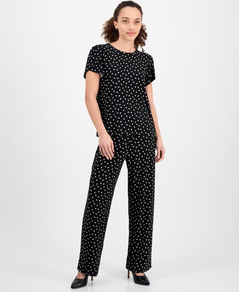 Petite Dot-Print Tulip-Sleeve Top