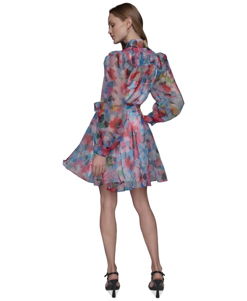 Women's Printed Organza Tie-Waist Dress