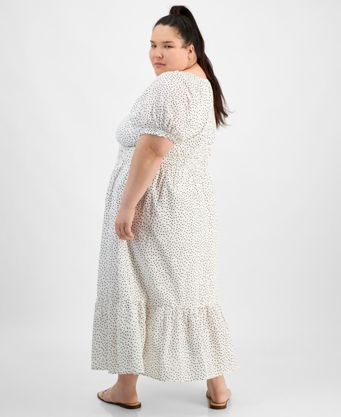 Plus Size Clip Dot Scoop-Neck Maxi Dress, Exclusively at Macy's 