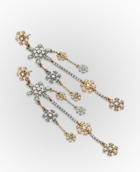 Faux Stone Snowflake Chandelier Earrings