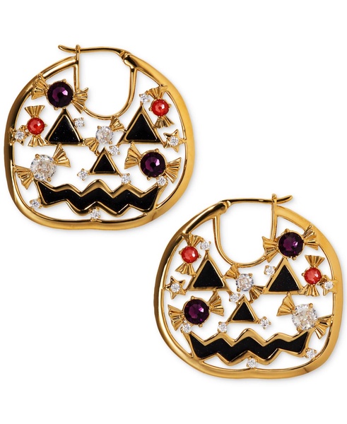 by Nadri Gold-Tone Multicolor Crystal Jack-O'-Lantern Hoop Earrings