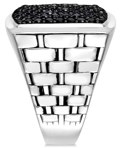 Men's Sterling Silver Ring, Black Sapphire Square (2 ct. t.w.) 