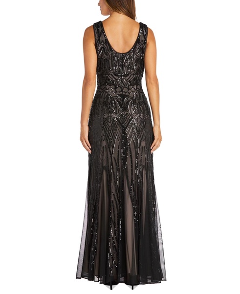 Women's Sequined V-Neck Godet Gown