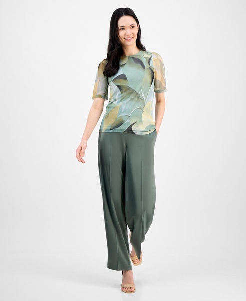 Women's Abstract-Print Elbow-Sleeve Top