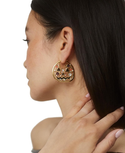 by Nadri Gold-Tone Multicolor Crystal Jack-O'-Lantern Hoop Earrings