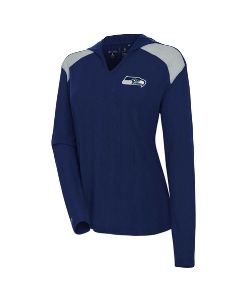 Women's College Navy Seattle Seahawks Opulent Long Sleeve Hoodie T-Shirt