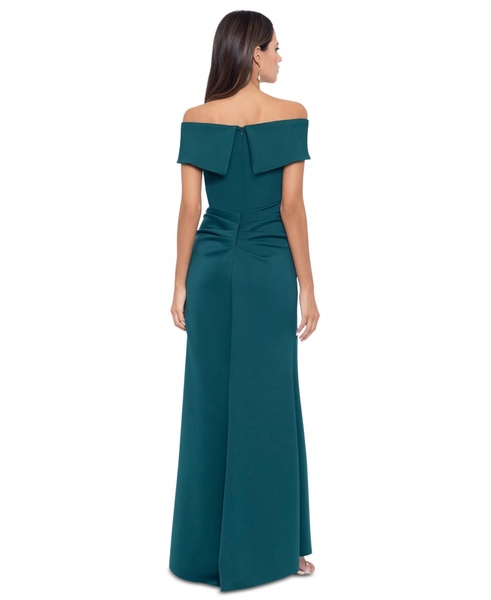 Petite Off-The-Shoulder Ruffle Gown 