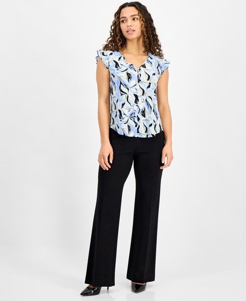 Petite Printed Ruffle-Sleeve Top