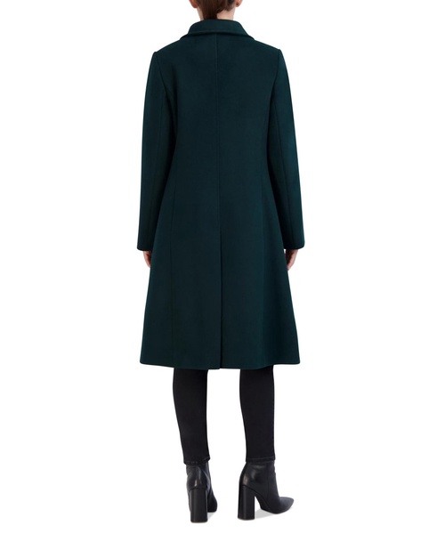 Womens Stand-Collar Single-Breasted Wool Blend Coat