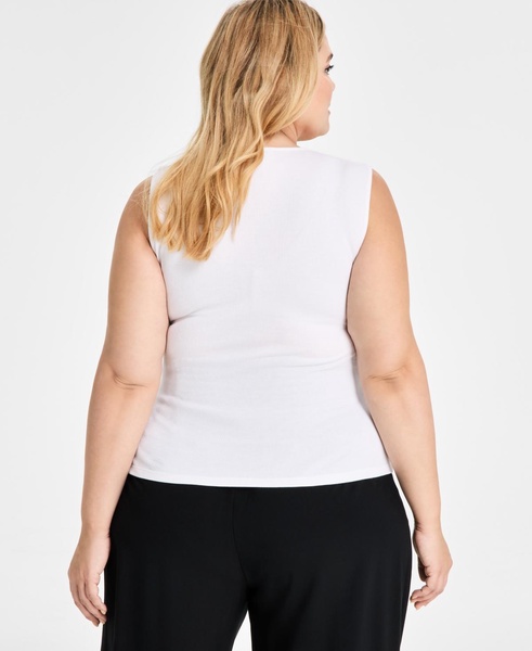 Trendy Plus Sleeveless Ribbed Cut-out Top, Exclusively at Macy's
