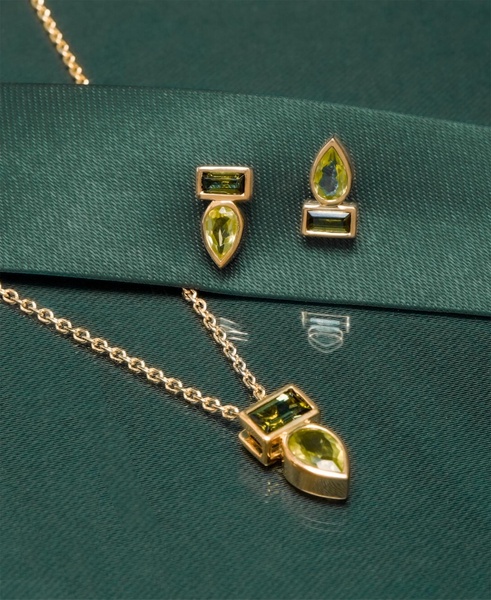 Peridot (3/8 ct. t.w.) & Green Tourmaline (1/3 ct. t.w.) Bezel Stud Earrings in Gold Vermeil (Also available in Morganite & Pink Topaz) Created for Macy's