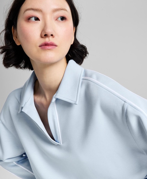 Women's Johnny Collar Scuba Top, Exclusively at Macy's