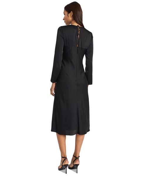 Women's Long-Sleeve Back-Slit Midi Dress