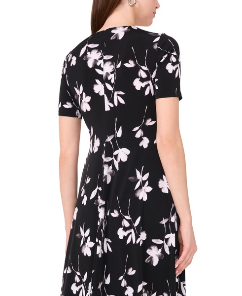 Petite Floral Print Surplice Midi Dress
