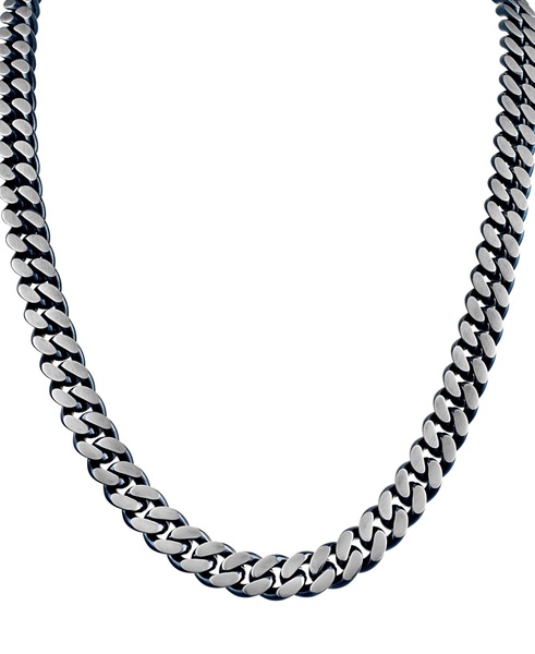 Men's Classic Curb Chain 24" Necklace in Blue-Plated Stainless Steel