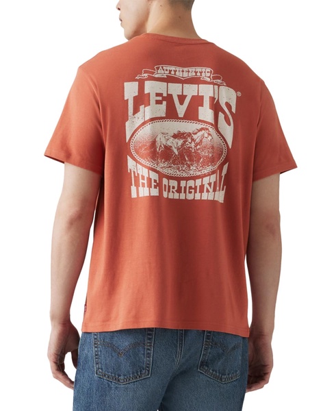 Men's Relaxed Fit Box Tab Short Sleeve Logo Graphic Crewneck T-Shirt