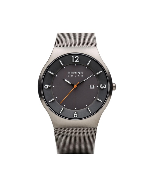 Men's Slim Solar Stainless Case and Mesh Watch