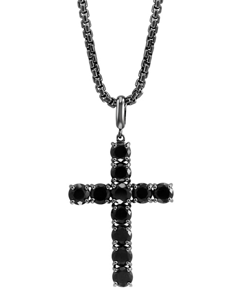 EFFY® Men's Black Spinel 22" Pendant Necklace in Black Rhodium-Plated Sterling Silver