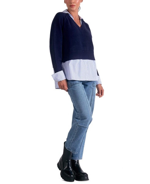 Women's Long-Sleeve Layered-Look Sweater