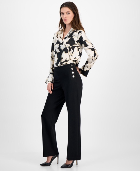 Women's Sailor-Pocket Mid-Rise Wide-Leg Pants