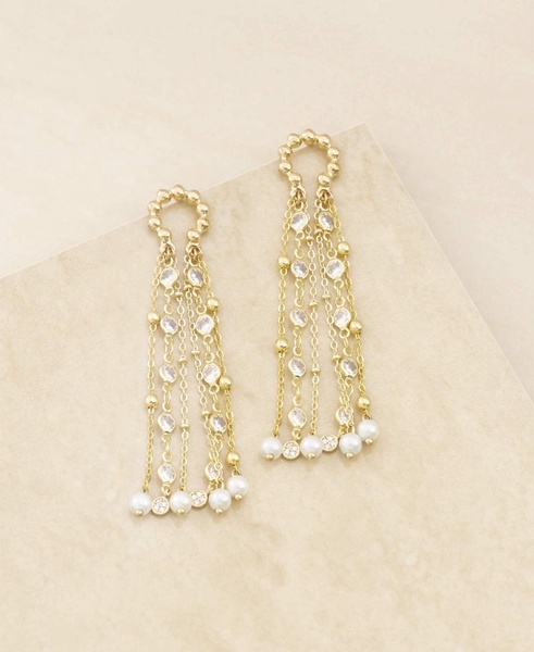 Imitation Pearly Gates Earrings in 18K Gold Plating 