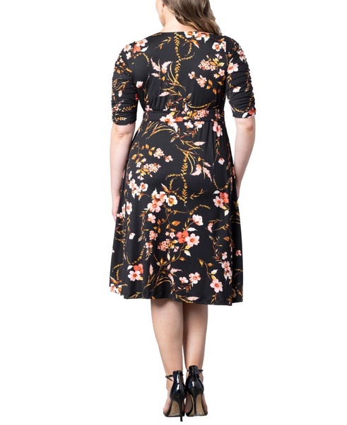 Plus Size Gabriella Ruched Sleeve Midi Dress with Pockets