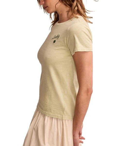 Women's Embroidered Lucky Classic Crewneck Cotton T-Shirt